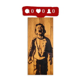 Wallity Accesorio Decorativo de Pared Crying Boys en Madera, Nogal y Rojo, 36x69cm